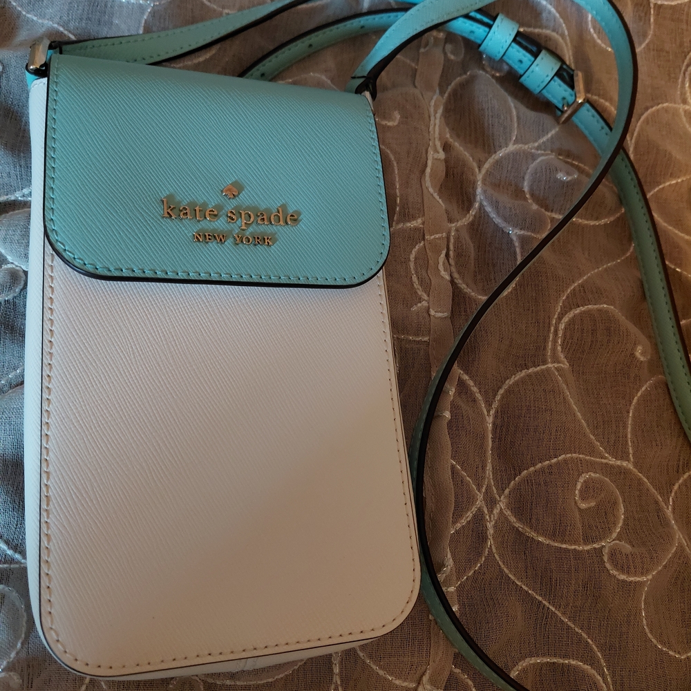 Kate Spade North South Mint and White Crossbody Bag